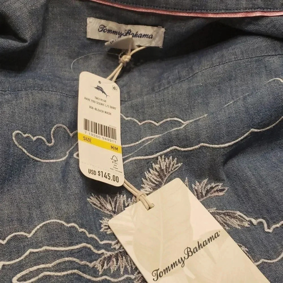 𝅺TOMMY Bahama denim long sleeve shirt size M NWT - Picture 6 of 7